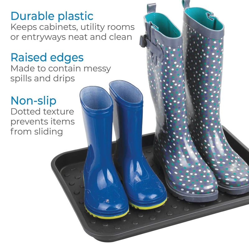 InterDesign iDesign Plastic Under Sink Mat Tray for Kitchen Cabinet, Bathroom, Entryways, Office, Mudroom, College Dorm, (Set of 2), 17" X 13" X 2", Black - Image 5