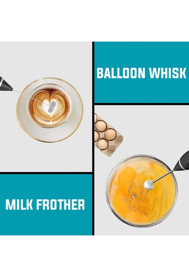 Rechargeable Milk Frother, Coffee Frother Yogurt mixer Egg beater Handheld Foam Maker Rechargeable Electric Foam Maker with 2 Stainless Whisks Speed Adjustable Durable Frother Drink portable Mixer - Image 2