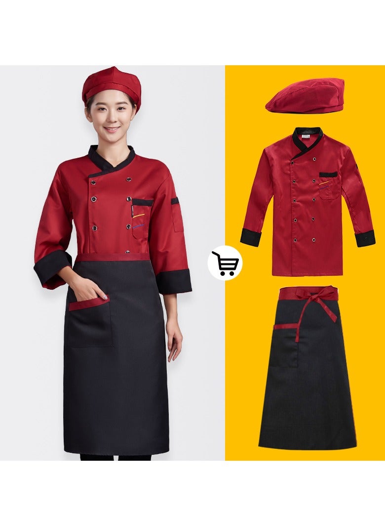 KUYING New Chef Workwear Top+Apron+Hat Set - Image 1