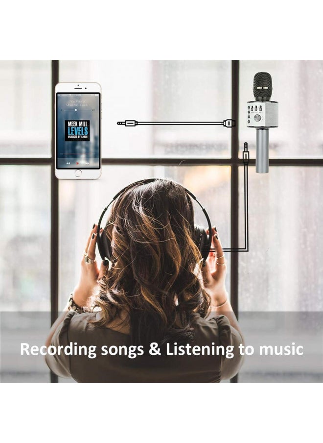 BONAOK - BONAOK Wireless Bluetooth Karaoke Microphone, 3-in-1 Portable Handheld Mic Speaker for All Smartphones,Gifts for Boys Kids Adults All Age Q37(Space Gray) - Image 1