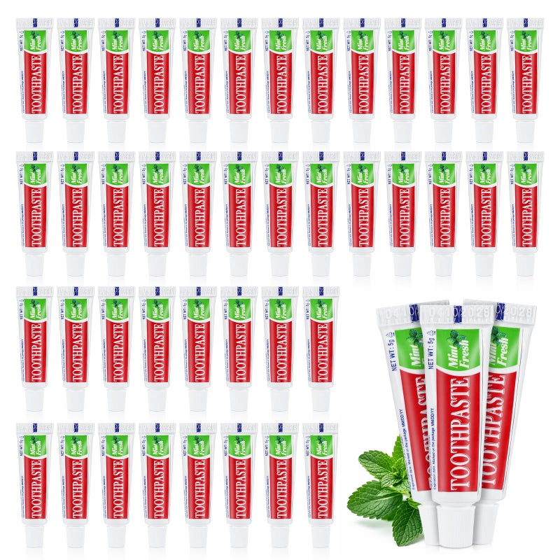 KRIZJUES 100 Tubes Travel Size Toothpaste in Bulk Disposable Mini Mint Compact Small Pocket Size Essential Toothpaste for Vacation Hotel Shelter Homeless Nursing Home Charity Camping Single Use 017 oz 5g - Image 3