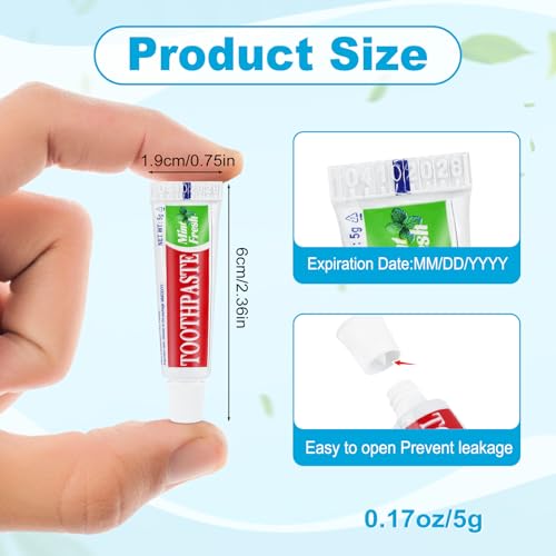 KRIZJUES 100 Tubes Travel Size Toothpaste in Bulk Disposable Mini Mint Compact Small Pocket Size Essential Toothpaste for Vacation Hotel Shelter Homeless Nursing Home Charity Camping Single Use 017 oz 5g - Image 5