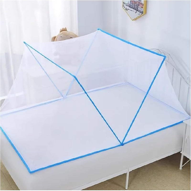 Indoor Bed Portable Canopy Tents Foldable Mosquito Net Bed Canopy Tent Bed Folding Canopy Net Tent Mosquito Screen,Blue,1.6m - Image 1