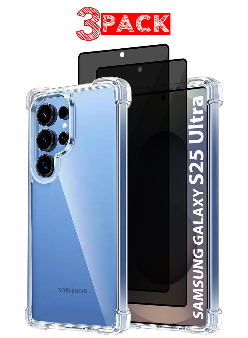 CATANES (for Samsung Galaxy S25 Ultra) 3Packs, Gorilla Clear Protective Case Rugged Shockproof and Durable with 2 Shockproof Privacy Screen Protectors - Image 1