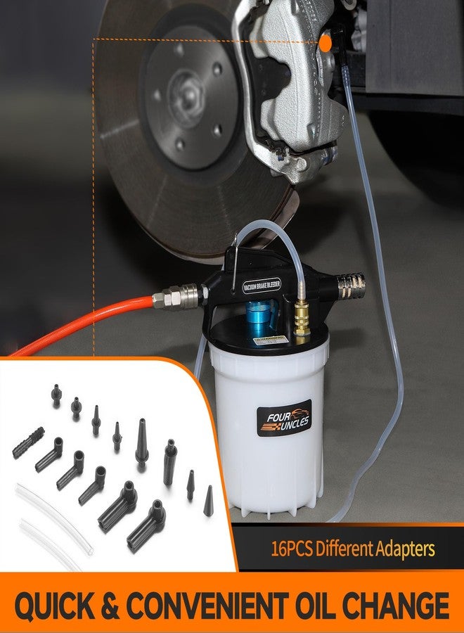 FOUR UNCLES 2L Brake Bleeder Vacuum Pump Kit - Pneumatic Brake Fluid Extractor with 1L Refilling Bottle & Adapters for Automotive Bleeding, One-Person Operation - Image 4