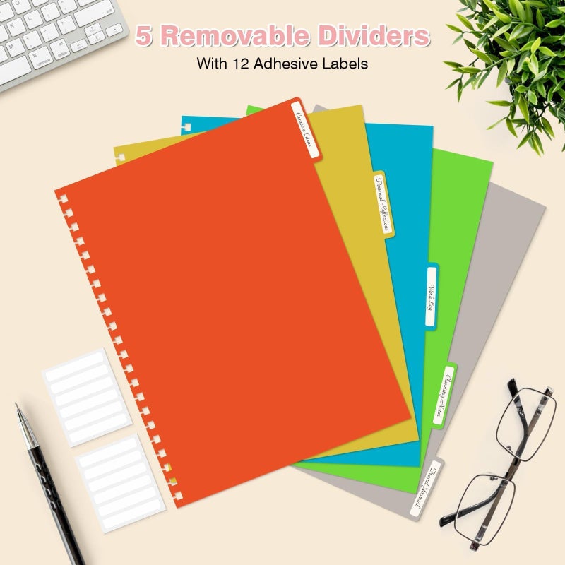 OMEYA Spiral Notebook 8.5" x 11", 5 Subject Notebooks College Ruled with Removable Dividers, 300 Pages 100GSM Thick Spiral Writing Journal for Women & Men, Large A4 Lined Journal Notebooks for Work, School - Image 3