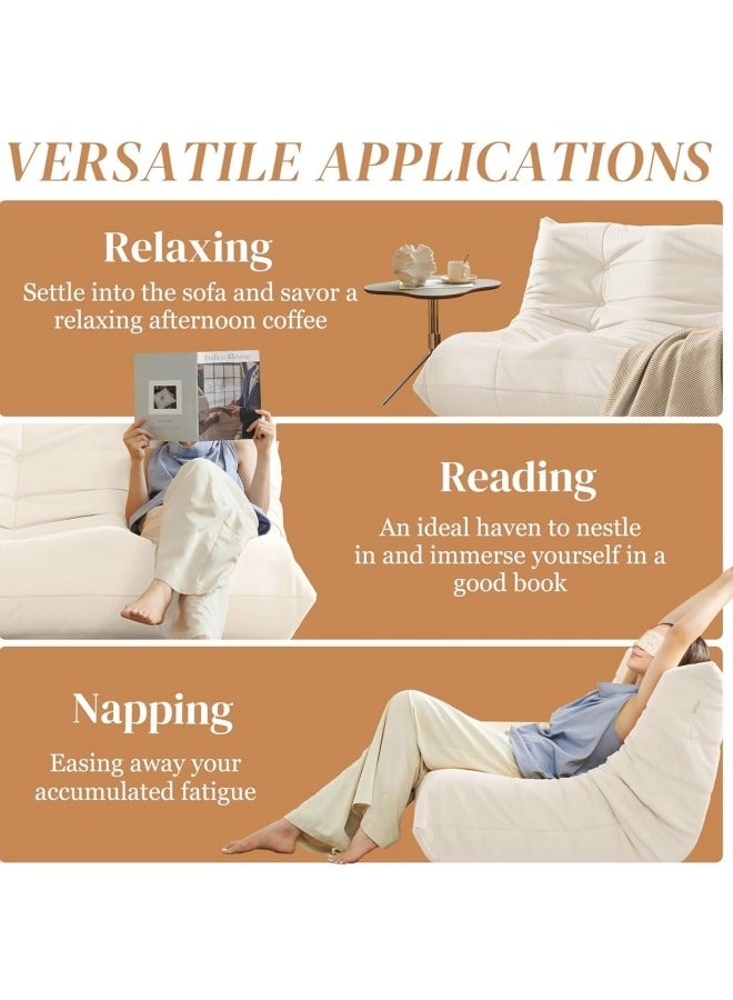 GGEROU Bean Bag Chair,Large Bean Bag Chair for Adults, Bean Bag Sofa for Teens with High-Resilience Foam, Non-Slip Base Floor Lounge Sofa,Living Room White - Image 3