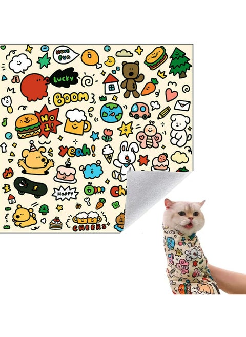 Cat Wrap for Cutting Nails Cat Burrito Wrap Cat Swaddle Wrap Cat Restraints for Grooming Cat Grooming Wrap Anti-Scratch Velcro Fabric for Cats Cat Restraint For Nail Clipping