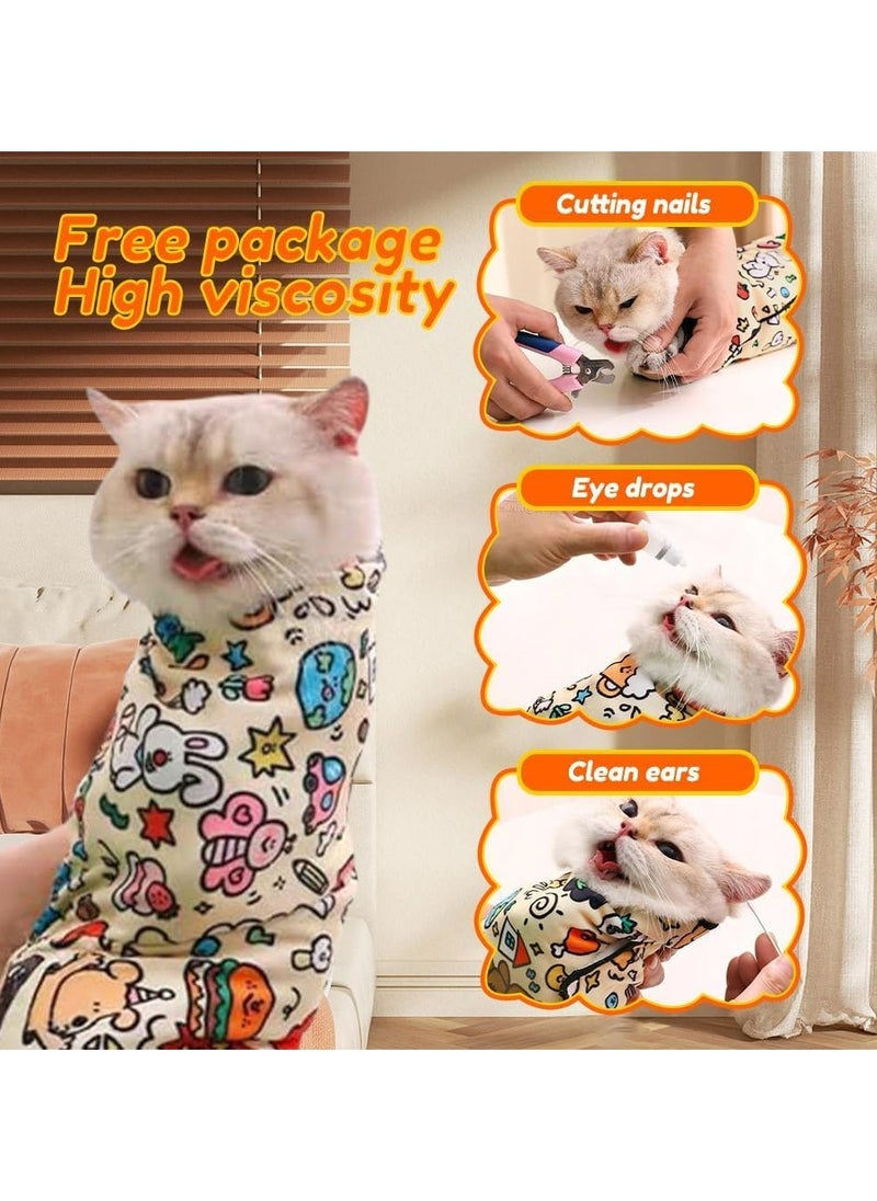 CMGTYYD - Cat Wrap for Cutting Nails Cat Burrito Wrap Cat Swaddle Wrap Cat Restraints for Grooming Cat Grooming Wrap Anti-Scratch Velcro Fabric for Cats Cat Restraint For Nail Clipping - Image 1