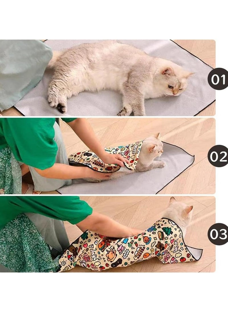 CMGTYYD - Cat Wrap for Cutting Nails Cat Burrito Wrap Cat Swaddle Wrap Cat Restraints for Grooming Cat Grooming Wrap Anti-Scratch Velcro Fabric for Cats Cat Restraint For Nail Clipping - Image 1