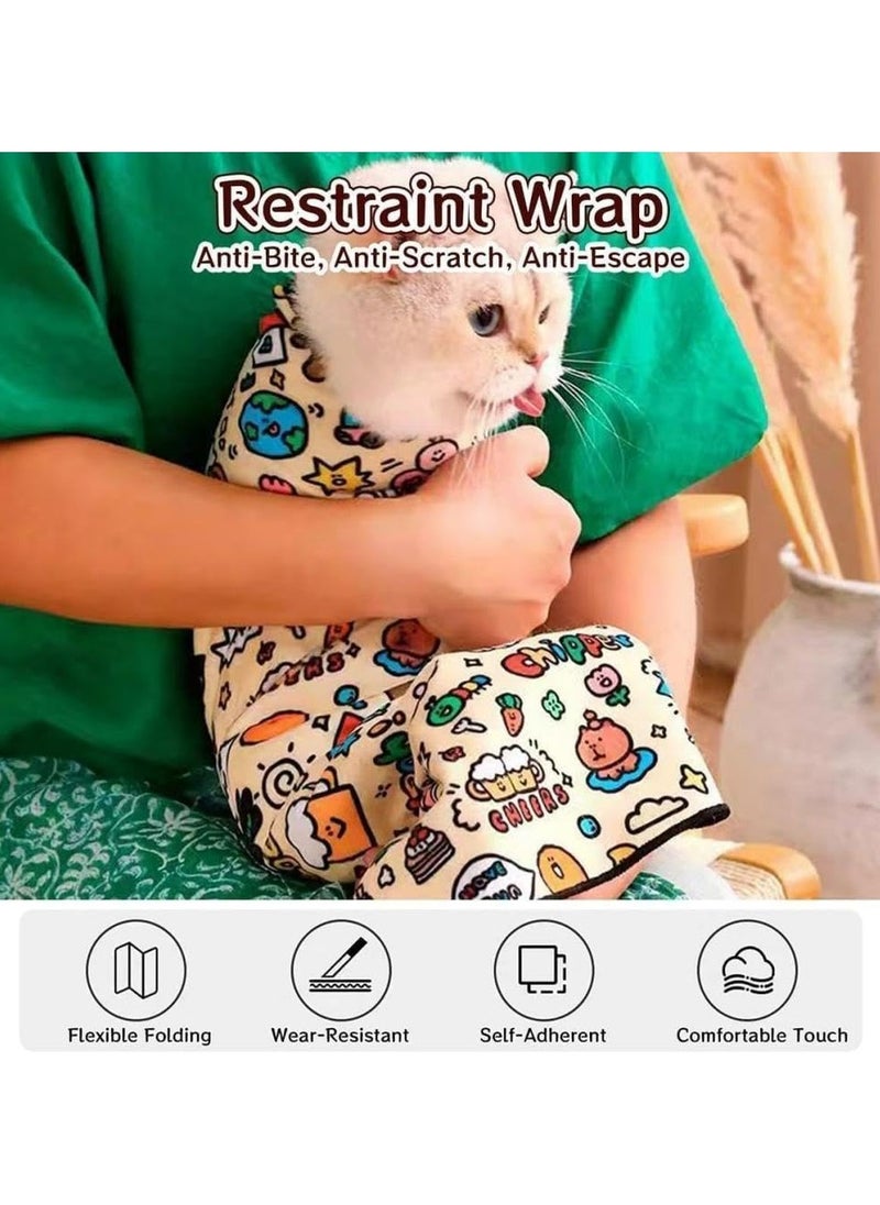 CMGTYYD - Cat Wrap for Cutting Nails Cat Burrito Wrap Cat Swaddle Wrap Cat Restraints for Grooming Cat Grooming Wrap Anti-Scratch Velcro Fabric for Cats Cat Restraint For Nail Clipping - Image 1