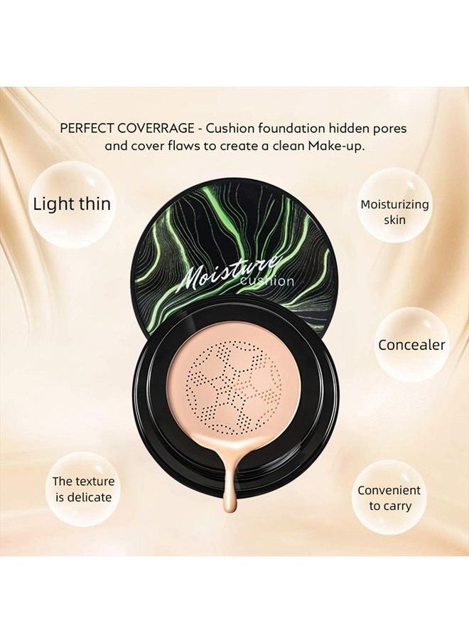 Air Cushion CC Cream Moisturizing Concealer Mushroom Head Brush Waterproof Makeup Foundation Moisture BB Cream for Women Girls (marble)