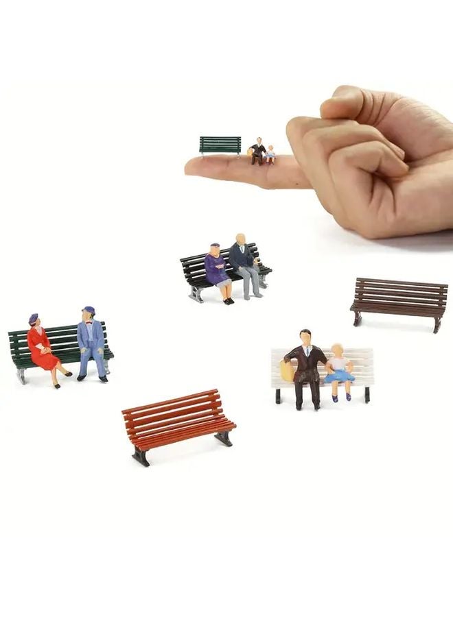 HO Scale Model People And Bench Set Couple Style Red With Black - Image 1