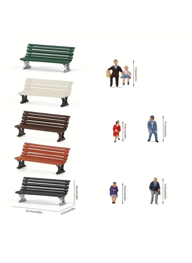 HO Scale Model People And Bench Set Couple Style Red With Black - Image 2
