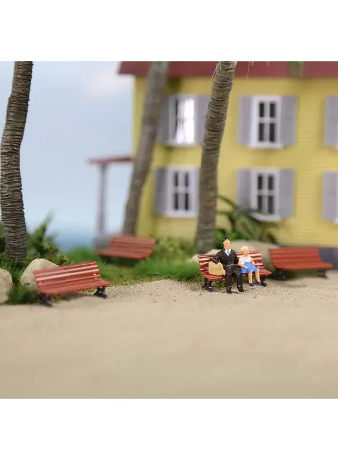HO Scale Model People And Bench Set Couple Style Red With Black - Image 3