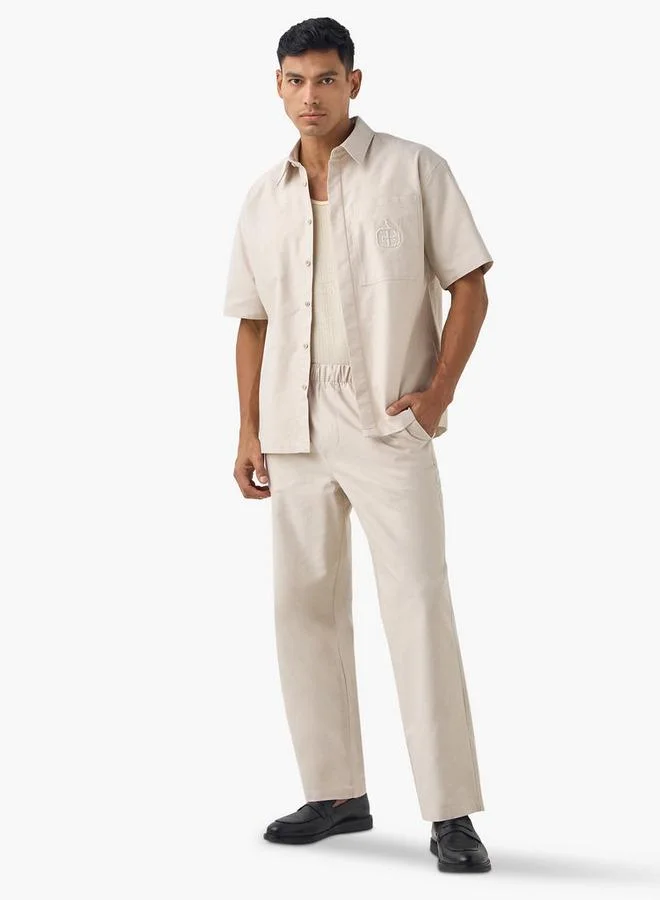 Emperor Emperor Embroidered Shirt with Pocket and Short Sleeves