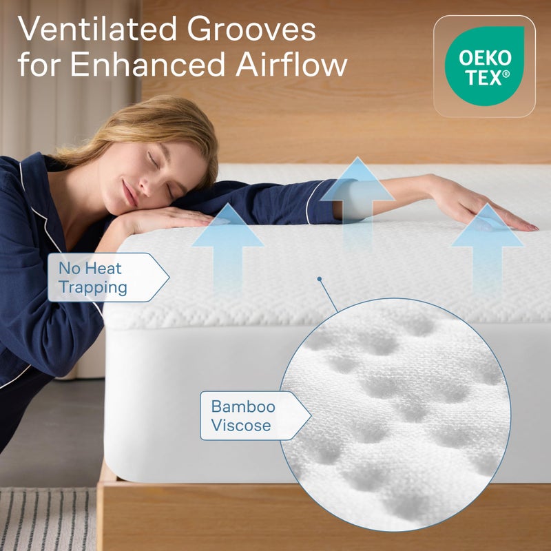 Niagara Sleep Solution 100% Waterproof King Mattress Protector - 360 Protection Against Spills, Stains & Accidents for Parents & Pet Owners - Noiseless & Cooling Viscose Made from Bamboo (White) - Image 3