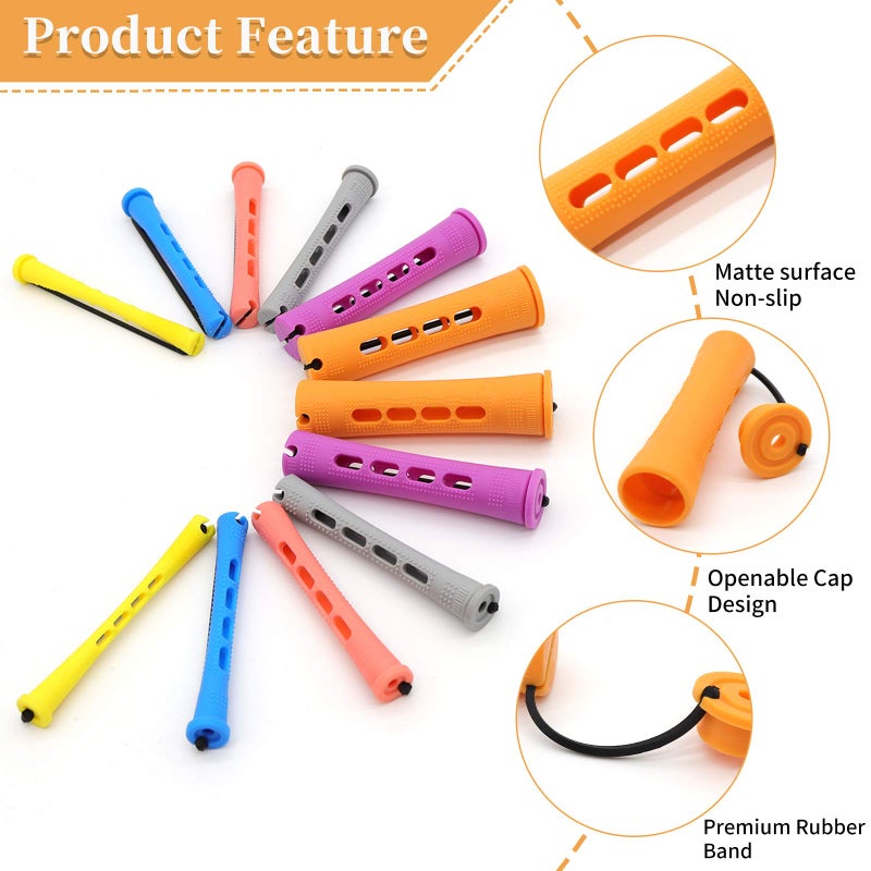 Lovppy 120Pcs Hair Perm Rods Set, 6 Sizes Plastic Hair Cold Wave Rods, Heatless Perming Rods Hair Curlers Rollers with Pintail Comb for Long Short Straight Curly Natural Hair DIY Hairdressing Styling Tools - Image 4