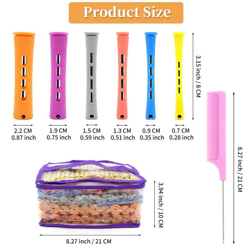 Lovppy 120Pcs Hair Perm Rods Set, 6 Sizes Plastic Hair Cold Wave Rods, Heatless Perming Rods Hair Curlers Rollers with Pintail Comb for Long Short Straight Curly Natural Hair DIY Hairdressing Styling Tools - Image 3