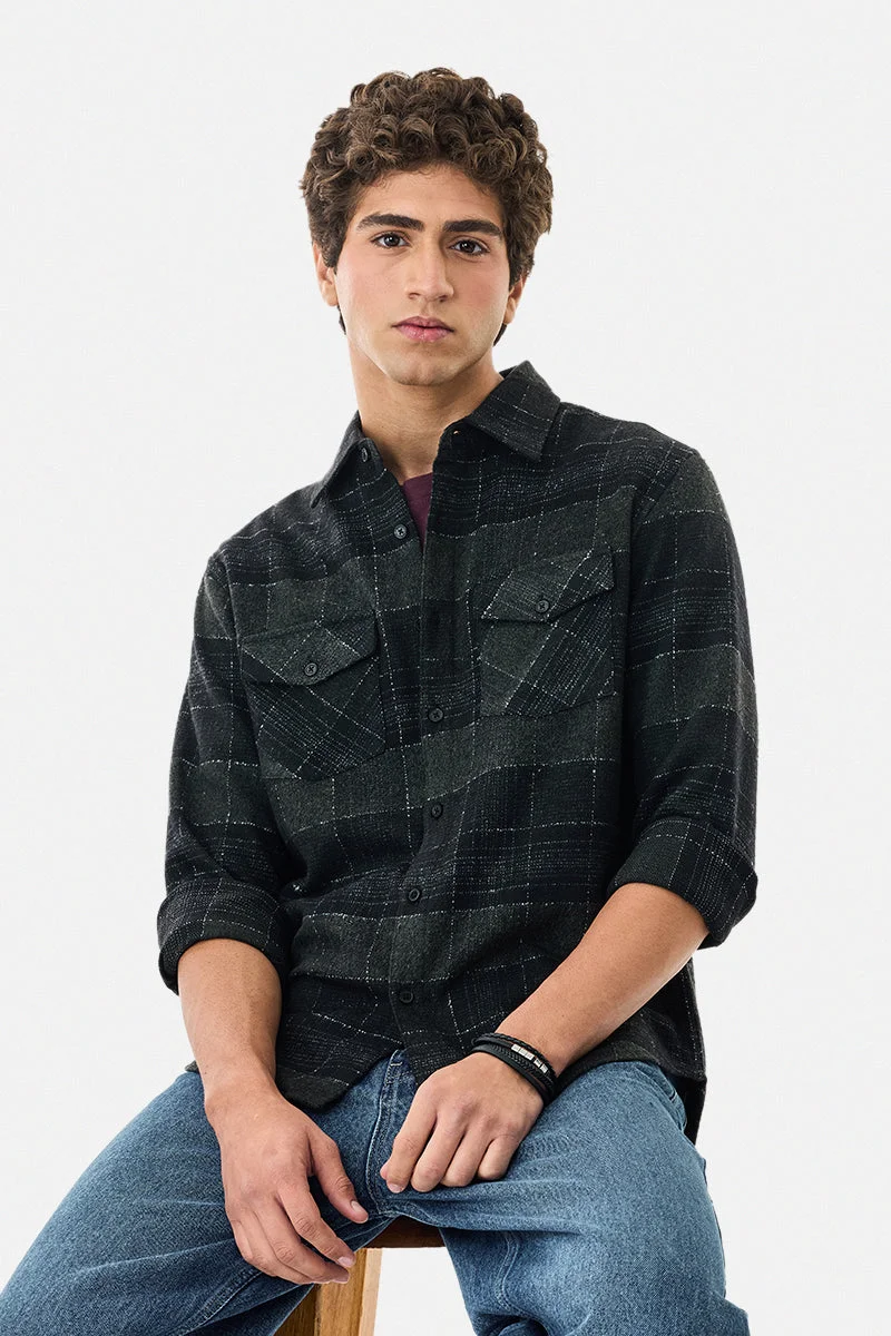 SNITCH Double Pocket Regular Fit Checks Shirt