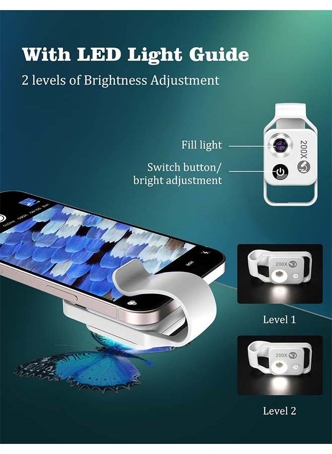 آبيكسل عدسة مكبرة للموبايل بحجم 200X مع عدسة CPL/ضوء LED، عدسة رقمية محمولة للطلاب، مكبر تصوير دقيق عالي الدقة مع مشبك عالمي لمعظم هواتف iPhone/Android، جاهز للاستخدام في التصوير المجهري. - Image 4