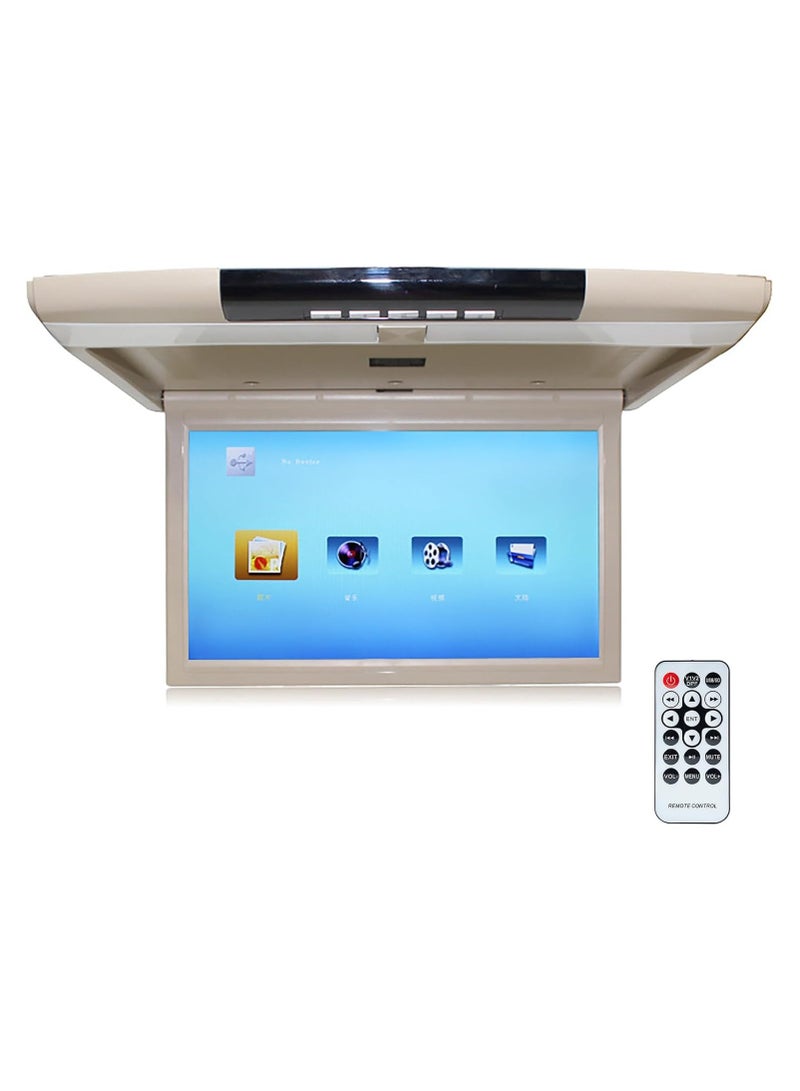 SHEZA STAR 1080P Car Video Player, 15 Inch HD Wide Screen Car Overhead Roof Mounted Monitor Ultra-Thin Flip Down TV for Cars Support FM/IR/USB/SD/HDMI Input - Image 1