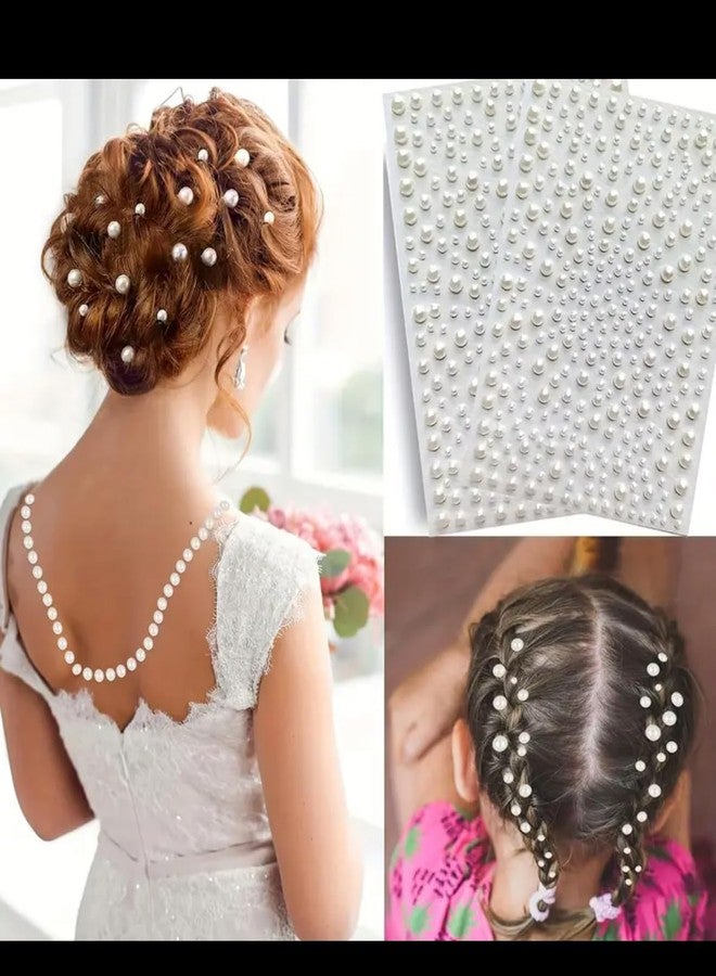 EPARTY ملصقات شعر لؤلؤية، أحجار كريمة ذاتية اللصق للوجه، مجوهرات تزيينية للجسم يمكنكِ صنعها بنفسكِ لمكياج الزفاف وفن الأظافر - Image 1
