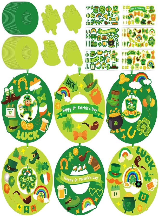 COCHIE DIY Happy St. Patrick's Day Crafts Kit Set of 24, Paper Cardstock Saint Patrick Shamrock Wreath Crafts Pot of Gold Craft Kits for Classroom Activities Home Decorations (Wreath) - Image 1