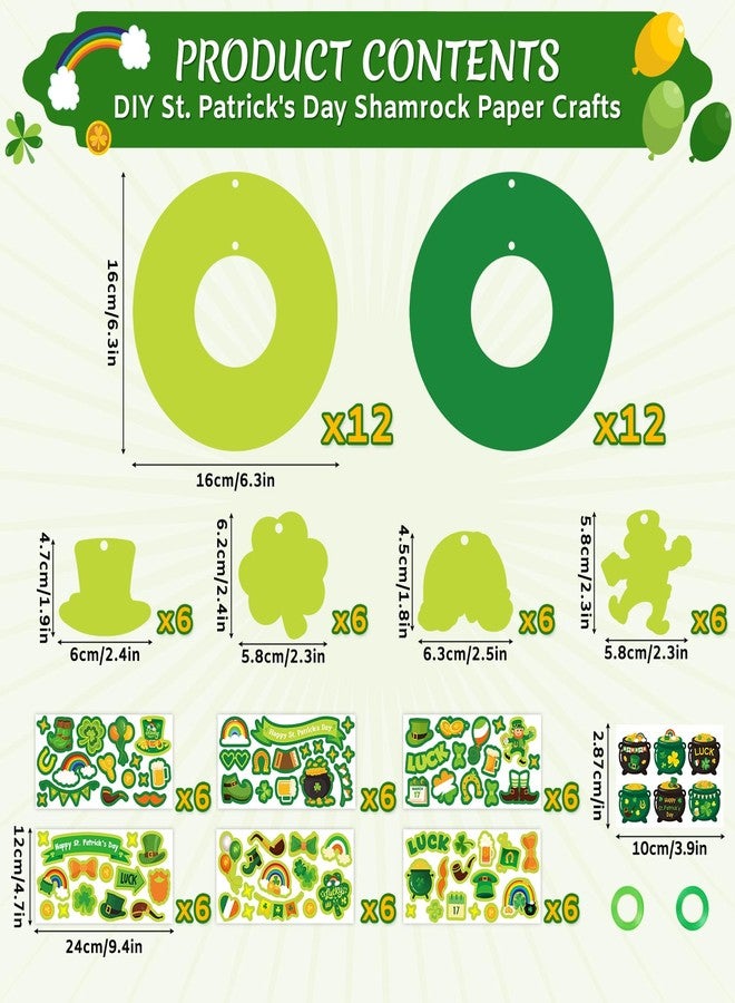 COCHIE DIY Happy St. Patrick's Day Crafts Kit Set of 24, Paper Cardstock Saint Patrick Shamrock Wreath Crafts Pot of Gold Craft Kits for Classroom Activities Home Decorations (Wreath) - Image 2