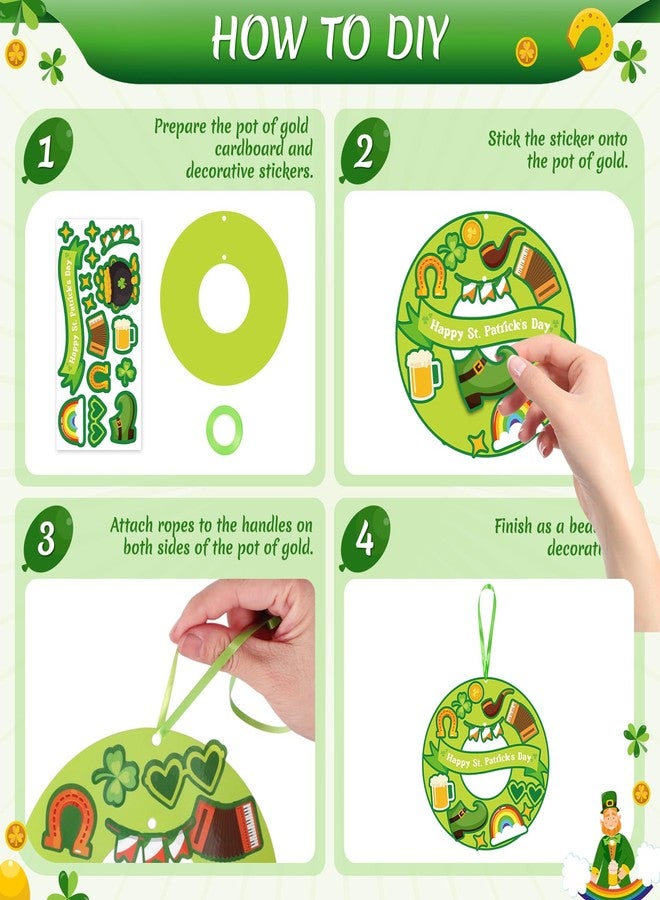 COCHIE DIY Happy St. Patrick's Day Crafts Kit Set of 24, Paper Cardstock Saint Patrick Shamrock Wreath Crafts Pot of Gold Craft Kits for Classroom Activities Home Decorations (Wreath) - Image 4