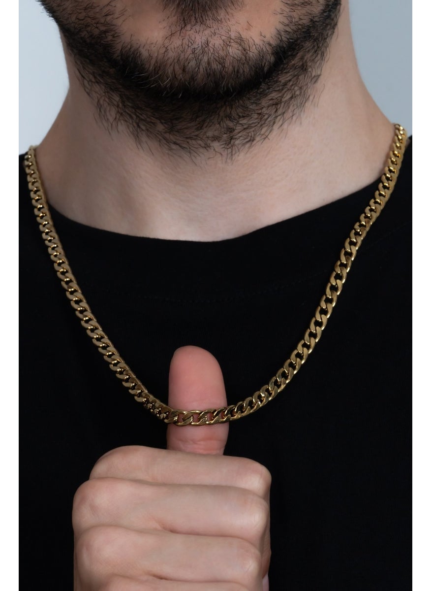 Takı Dükkanı Jewelry Shop Gold Plated Sailor Steel Men's Chain Necklace 6mm 56CM H081KS  - Image 3