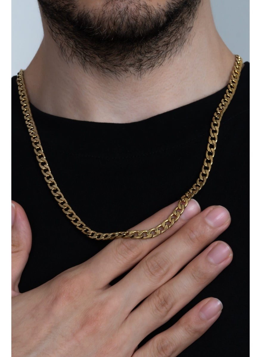 Takı Dükkanı Jewelry Shop Gold Plated Sailor Steel Men's Chain Necklace 6mm 56CM H081KS  - Image 4