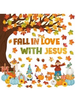 Zonon Fall Classroom Bulletin Board Decorations Christian Fall Love With Jesus Bulletin Board Set Religious Tree Maple Leaf Pumpkin Harvest Cutout For Autumn Thanksgiving Sunday School Church Supply  - Image 1