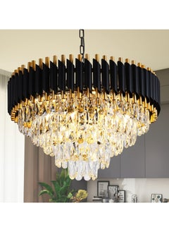 SP Modern Chandelier Gold and Black Crystal Chandeliers 5-Tier Chandelier Crystal Round Hanging Crystal Pendant Light Fixture for Dining Room Bedroom Living Room Foyer Farmhouse W24"  - Image 1