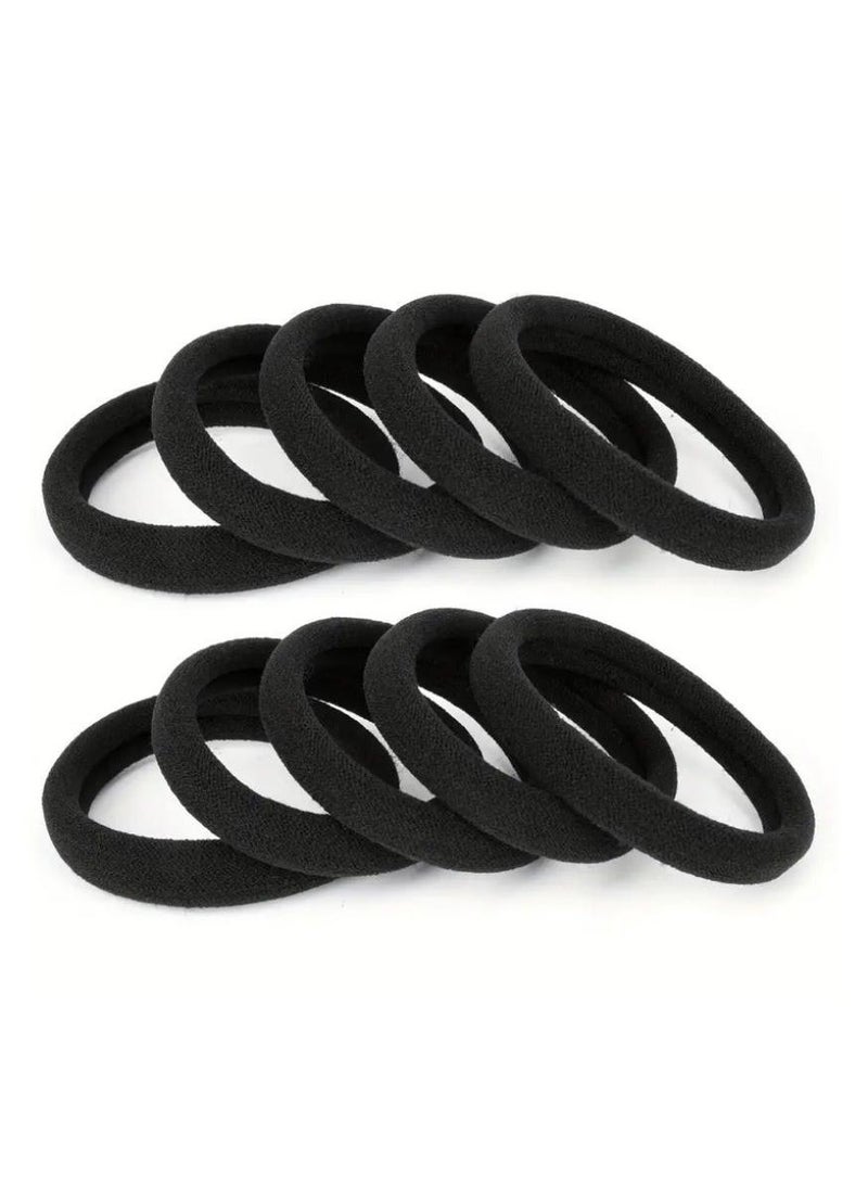 MARYA 200PCS Hair Ties, 4cm Diameter Cotton Seamless Elastic Hair Bands, Large Stretch Gentle Hair Elastics for Thick Curly Hair, Slip-Resistant Ponytail Holders for Women, Durable for Home Office Gym Daily Use (Black) - Image 4