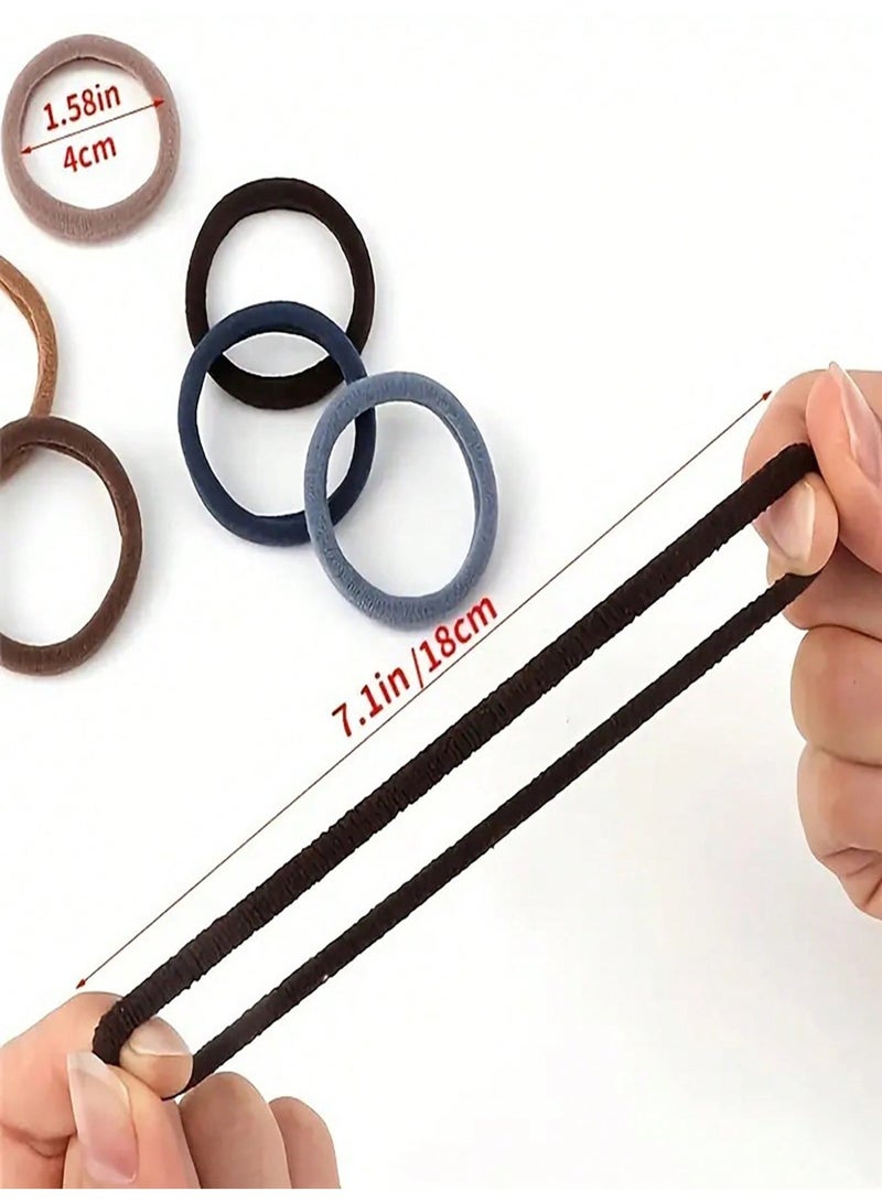 MARYA 200PCS Hair Ties, 4cm Diameter Cotton Seamless Elastic Hair Bands, Large Stretch Gentle Hair Elastics for Thick Curly Hair, Slip-Resistant Ponytail Holders for Women, Durable for Home Office Gym Daily Use (Black) - Image 3