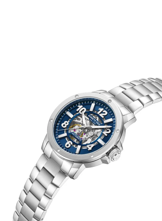 Kenneth Cole New York Kenneth Cole New York 44mm Automatic Men's Watch with Blue Dial & Stainless Steel Bracelet
