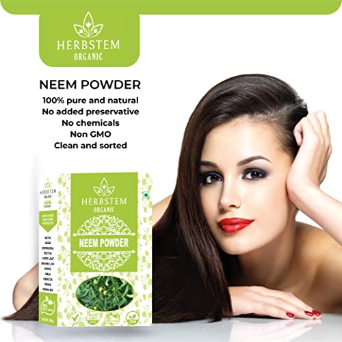 Herbstem 100% Pure & Natural Neem Leaves Powder | Sun Dried & Steamless | For Hair Growth and Face Pack - 100Gm - Image 2