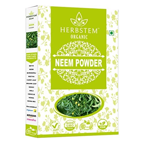 Herbstem 100% Pure & Natural Neem Leaves Powder | Sun Dried & Steamless | For Hair Growth and Face Pack - 100Gm - Image 1