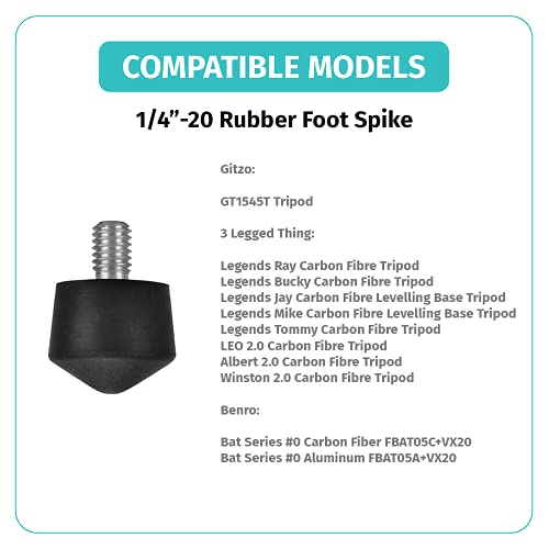 Foto&Tech 3 Pieces Universal Anti Slip Rubber Tripod Feet Compatible with Benro Gitzo Induro Kingjoy Manfrotto, Thread Tripod Foot Replacement for Smooth and Uneven Surfaces (1/4) - Image 2