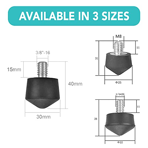 Foto&Tech 3 Pieces Universal Anti Slip Rubber Tripod Feet Compatible with Benro Gitzo Induro Kingjoy Manfrotto, Thread Tripod Foot Replacement for Smooth and Uneven Surfaces (1/4) - Image 5