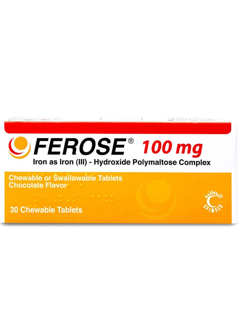 Ferose 100 mg 30 Chocolate Chewable Tablets - Image 2
