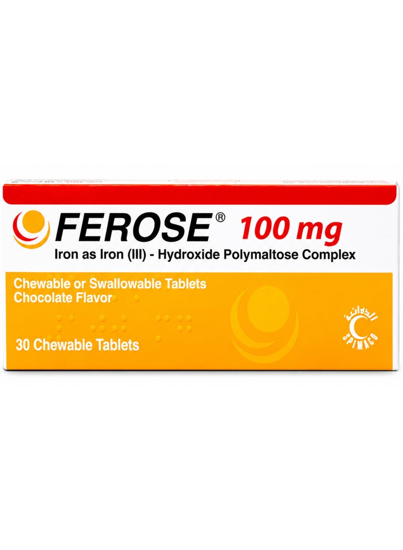 Ferose 100 mg 30 Chocolate Chewable Tablets - Image 1