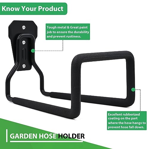 Dotet Garden Hose Holder - Hose Hanger Wall Mount, Heavy Duty Water Hose Holder for Outdoor/Indoor Use in Yard, Metal Durable Hose Hooks, Ideal for Water Hose Storage - Image 4