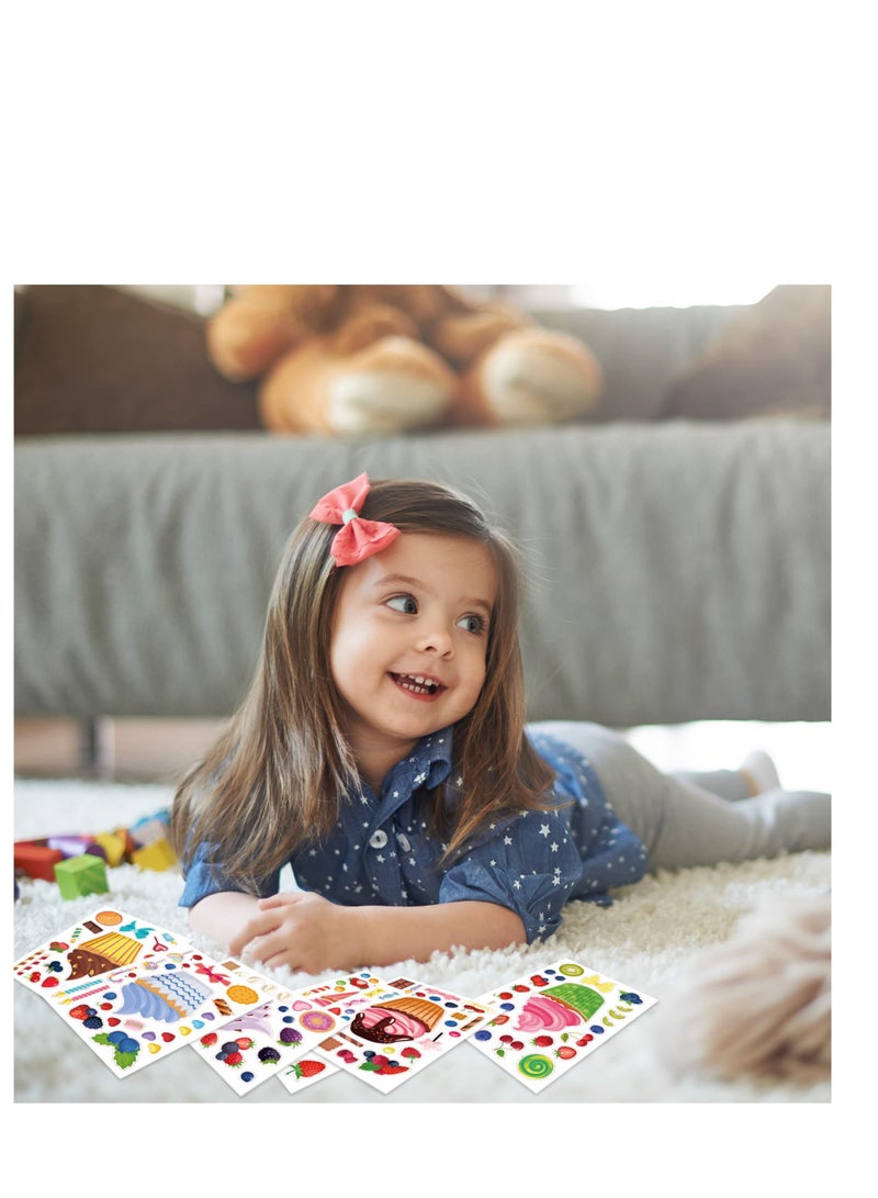 إكسفور Treats and Sweets Sticker, 36 Pcs Cupcake Sticker Set, Make Face Cupcake Stickers, DIY Cake Stickers Dessert Stickers Decorating, for Party Favor Supplies - Image 3