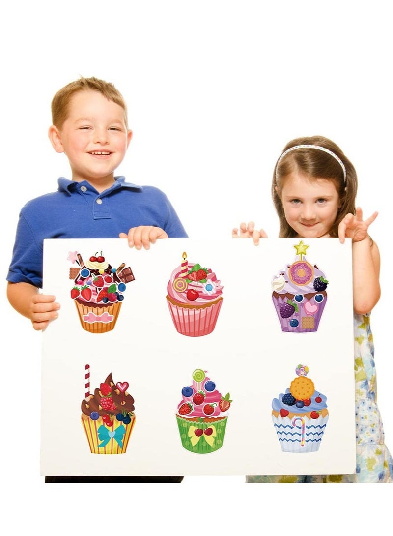 إكسفور Treats and Sweets Sticker, 36 Pcs Cupcake Sticker Set, Make Face Cupcake Stickers, DIY Cake Stickers Dessert Stickers Decorating, for Party Favor Supplies - Image 4