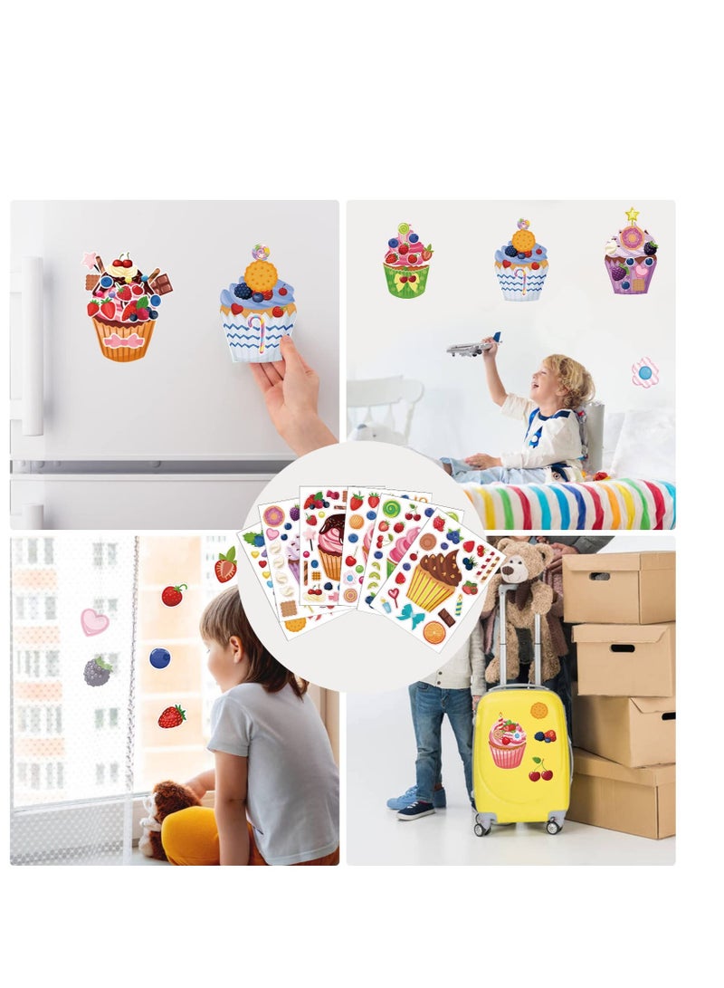 إكسفور Treats and Sweets Sticker, 36 Pcs Cupcake Sticker Set, Make Face Cupcake Stickers, DIY Cake Stickers Dessert Stickers Decorating, for Party Favor Supplies - Image 5