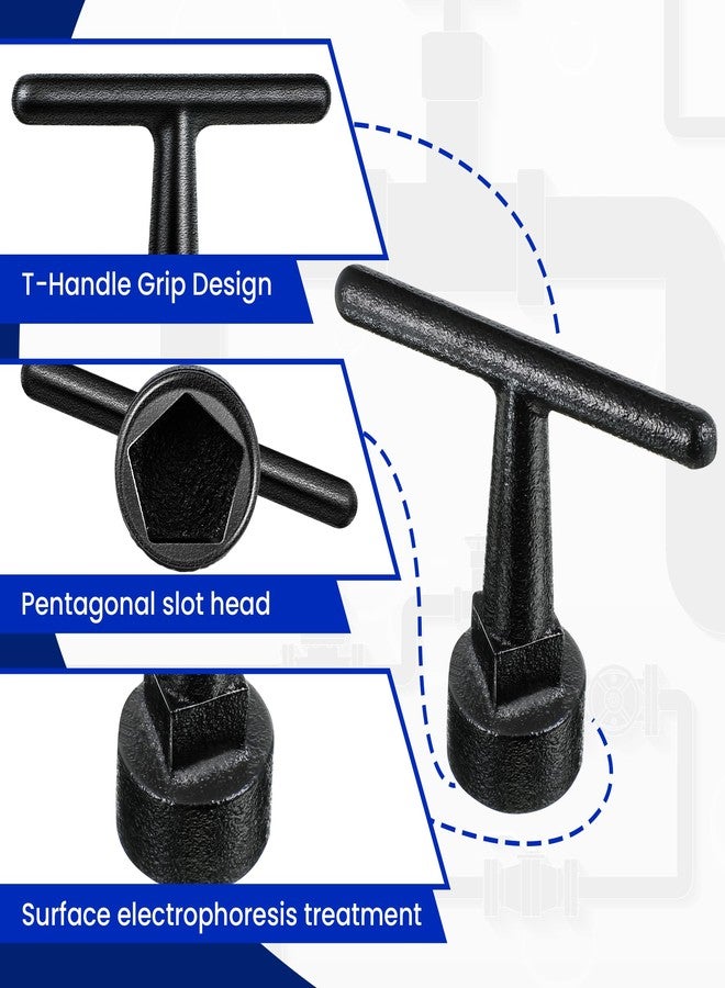 Enhon Curb Box Wrench for Pentagon Curb Boxes, Water Meter Wrench for Penta Socket, T Handle Penta Tool, Water Valve Shut Off Tool (1 Pack,Black) - Image 4