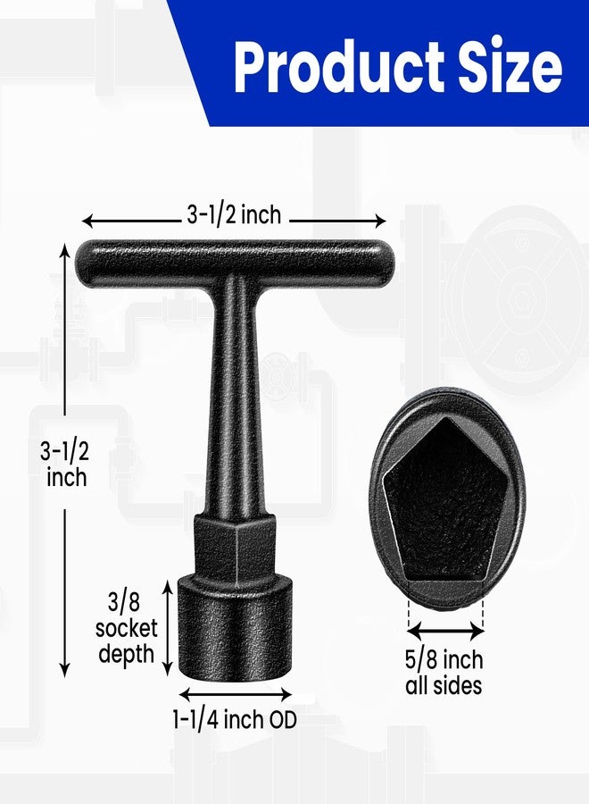 Enhon Curb Box Wrench for Pentagon Curb Boxes, Water Meter Wrench for Penta Socket, T Handle Penta Tool, Water Valve Shut Off Tool (1 Pack,Black) - Image 3