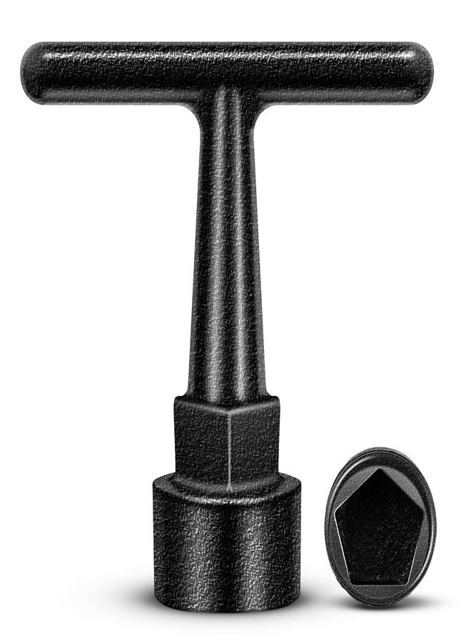 Enhon Curb Box Wrench for Pentagon Curb Boxes, Water Meter Wrench for Penta Socket, T Handle Penta Tool, Water Valve Shut Off Tool (1 Pack,Black) - Image 1